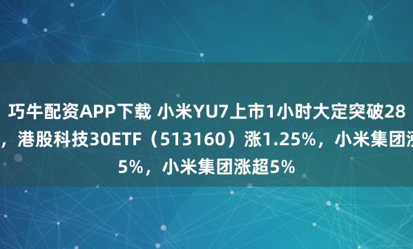 巧牛配资APP下载 小米YU7上市1小时大定突破28.9万台，港股科技30ETF（513160）涨1.25%，小米集团涨超5%