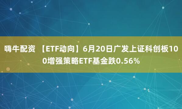 嗨牛配资 【ETF动向】6月20日广发上证科创板100增强策略ETF基金跌0.56%